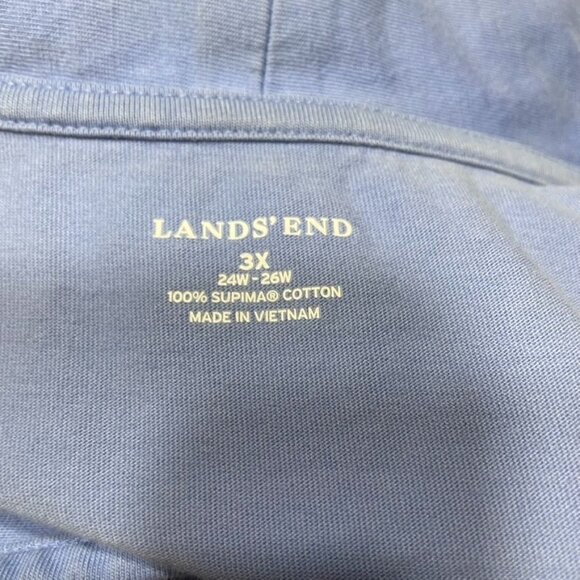 Lands End Womens Collared T Shirt Blue Top Plus Size 3X Short Sleeve u - Picture 7 of 8